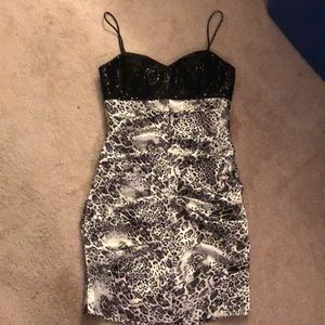 Grey Cheetah & black sequin dress